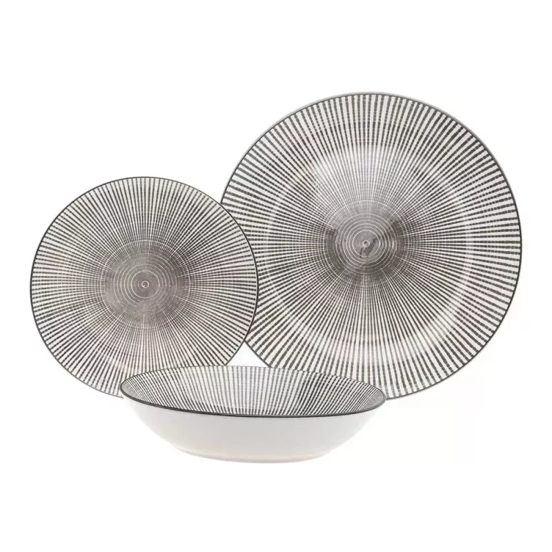 12pc Porcelain Laura Dinnerware Set – Silver