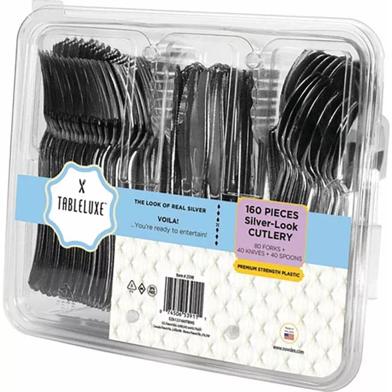 160-Count Silver-Look Cutlery Set