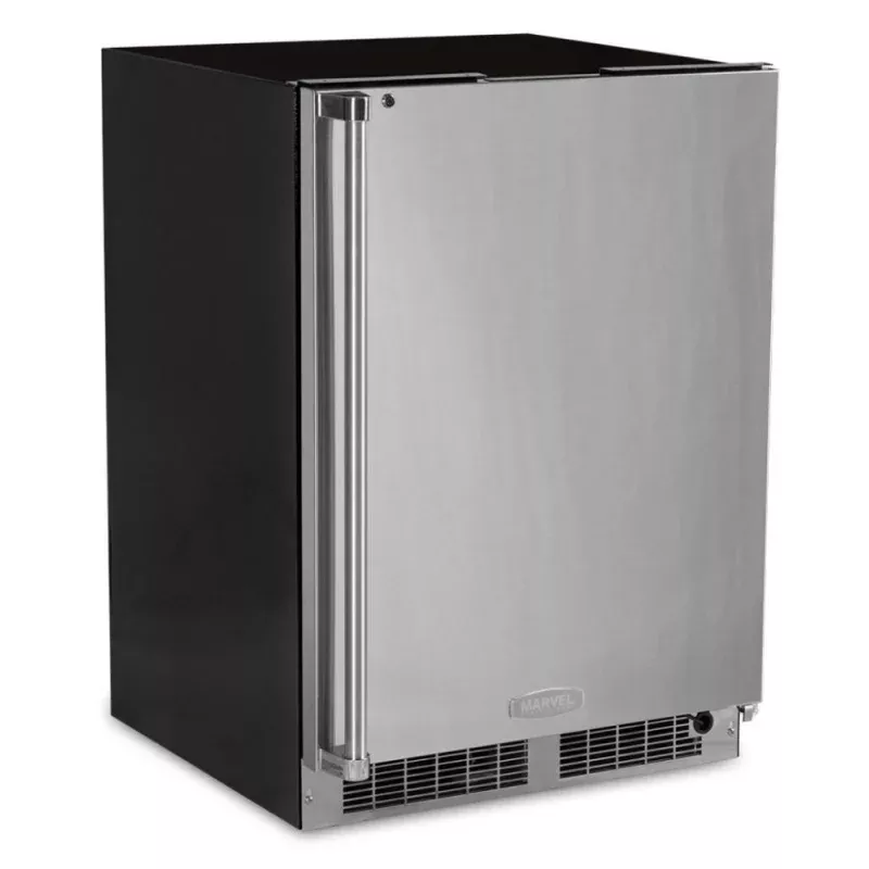 24" All Refrigerator with Drawer Storage - Solid Stainless Door With Lock - Integrated Left Hinge