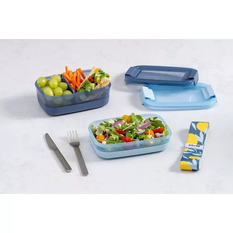 2pk Plastic Lunch Stack Food Storage Container Blue