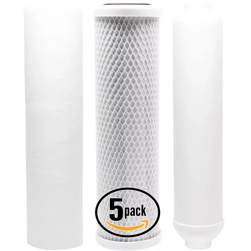 5-Pack Replacement Filter Kit for Puromax PC4 RO System - Includes Carbon Block Filter, PP Sediment Filter & Inline Filter Cartridge
