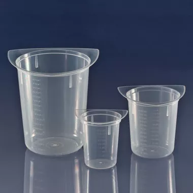 Beaker, Three Corner, Clarified Polypropylene, Graduated, 400mL, case/100