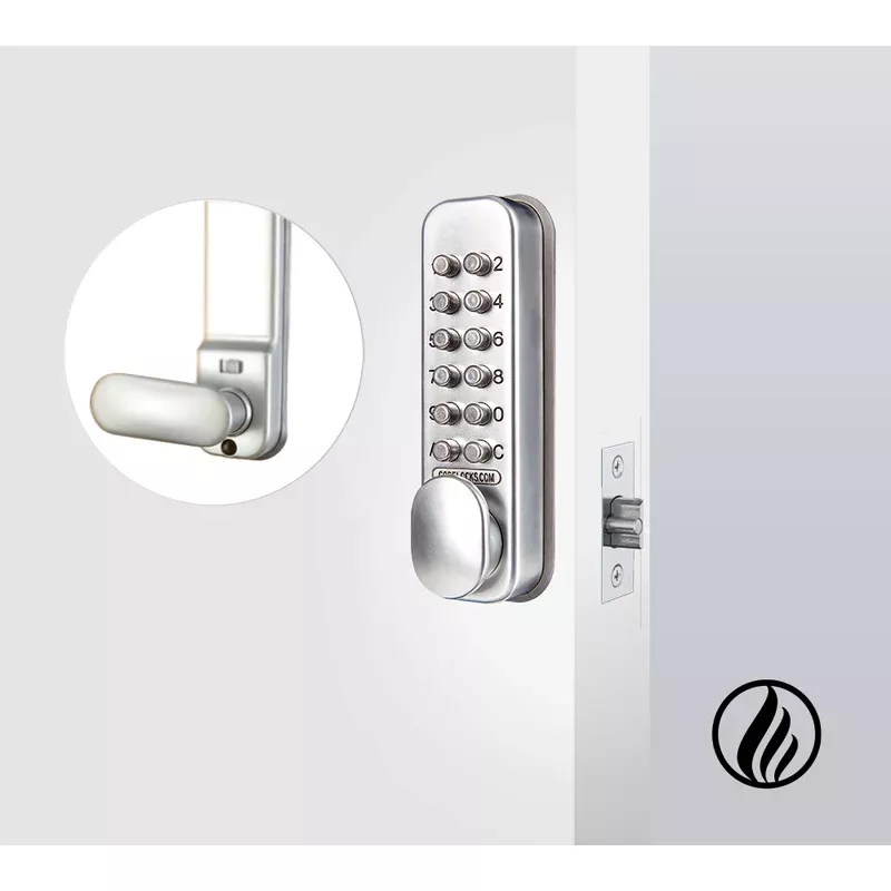 CodeLocks 160 MECHANICAL Mortice Latch Quick Code Silver Grey,Fire Kit