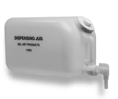 Dispensing Jug with Spigot, 5 gallon (20L) Rectangular HDPE, Graduated, each