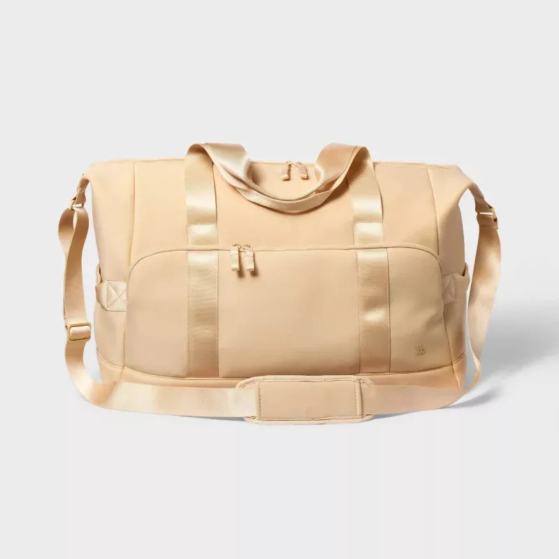 Faux Neoprene Weekender Bag - Tan
