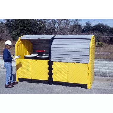 Hard Top 8-Drum Storage Building, Poly, Choose Drain