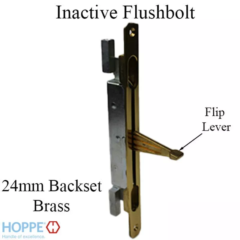 Inactive Flushbolt Rod, 24mm Backset, Flip Lever – Brass