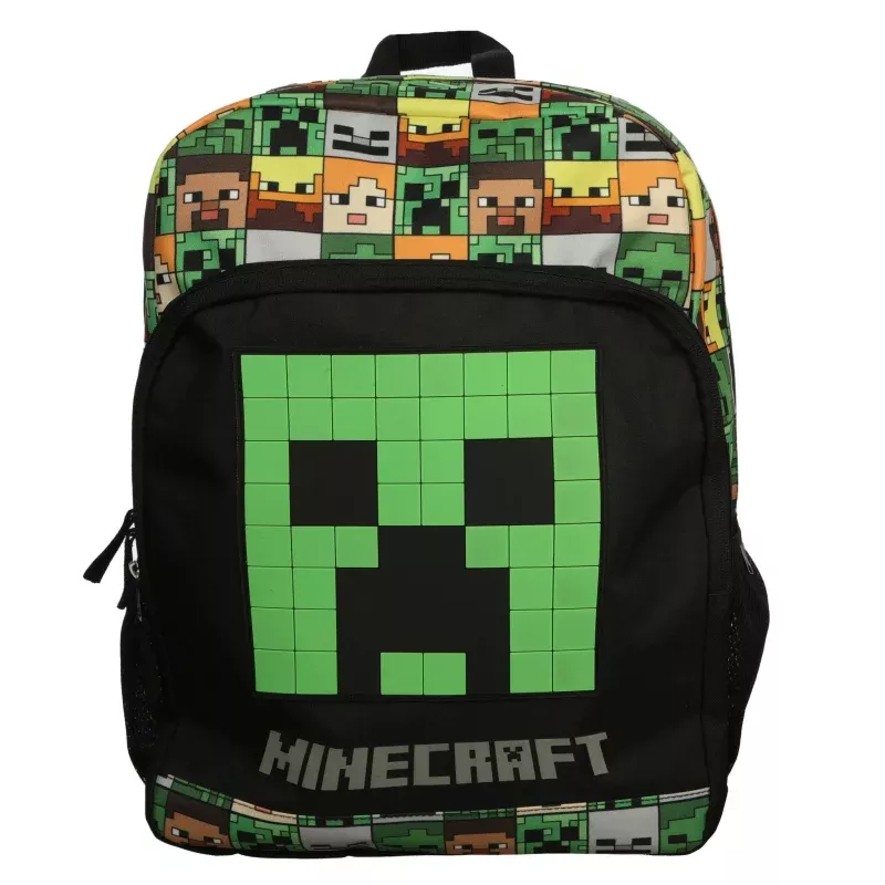 Kids' 16" Minecraft Backpack with Big Face Creeper - Black