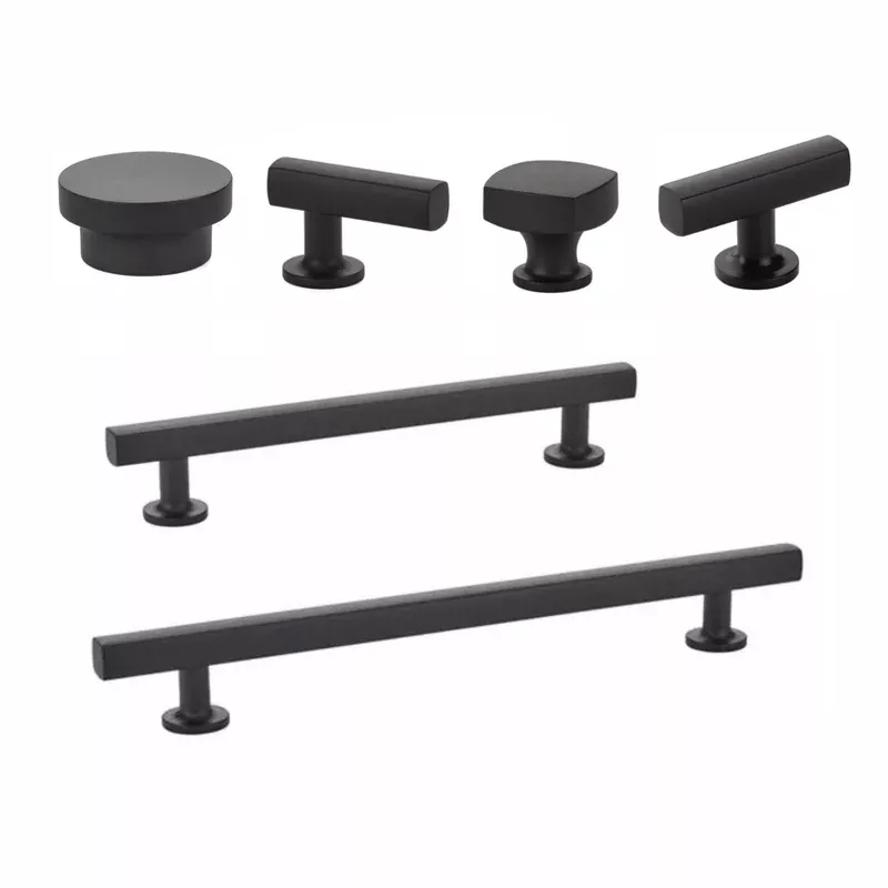 Matte Black T-Bar “Geo” Cabinet Knobs and Drawer Pulls