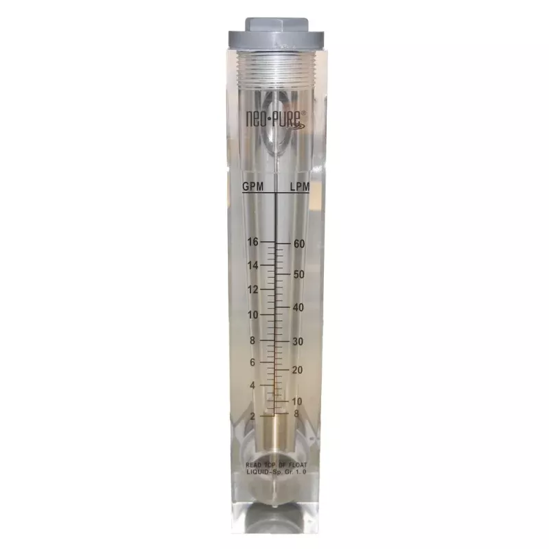 Neo-Pure Panel Mount Flowmeter 0.2-2GPM 3/8" MNPT