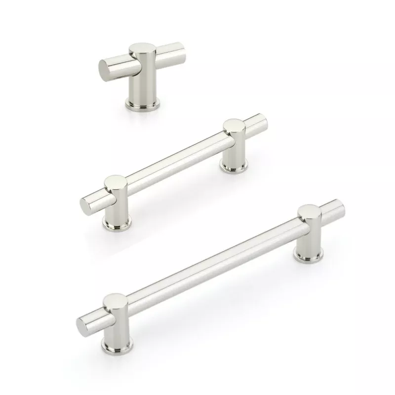 Polished Nickel T-Bar “Fancy” Cabinet Knobs and Drawer Pulls