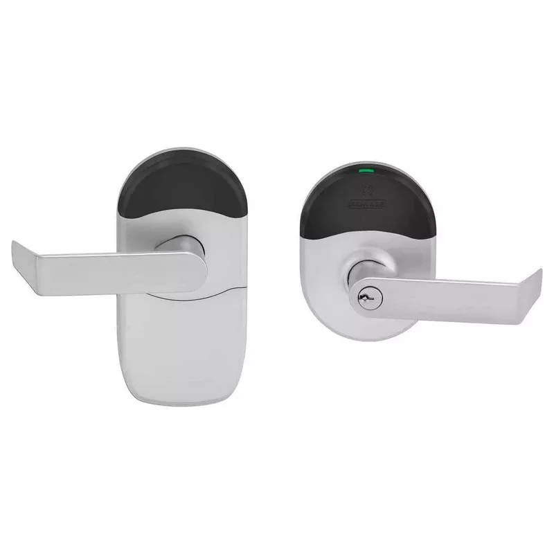 Schlage NDEBBD Mobile Enabled Cylindrical With Vandlgard, Interior Pushbutton with Indicator, SFIC Construction Core
