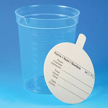 Specimen Container, 6.5oz, Paper Lid Included in Each Pack, Pour Spout, PP, Graduated, case/500
