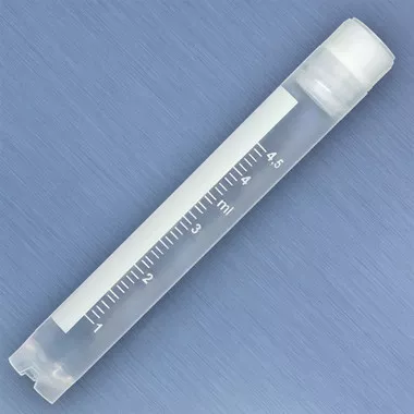 Sterile CryoCLEAR Vials, 5mL, Internal Thread, TPE Seal, Round Bottom, Self-Standing, Graduated, Writing Patch, Barcode, case/500