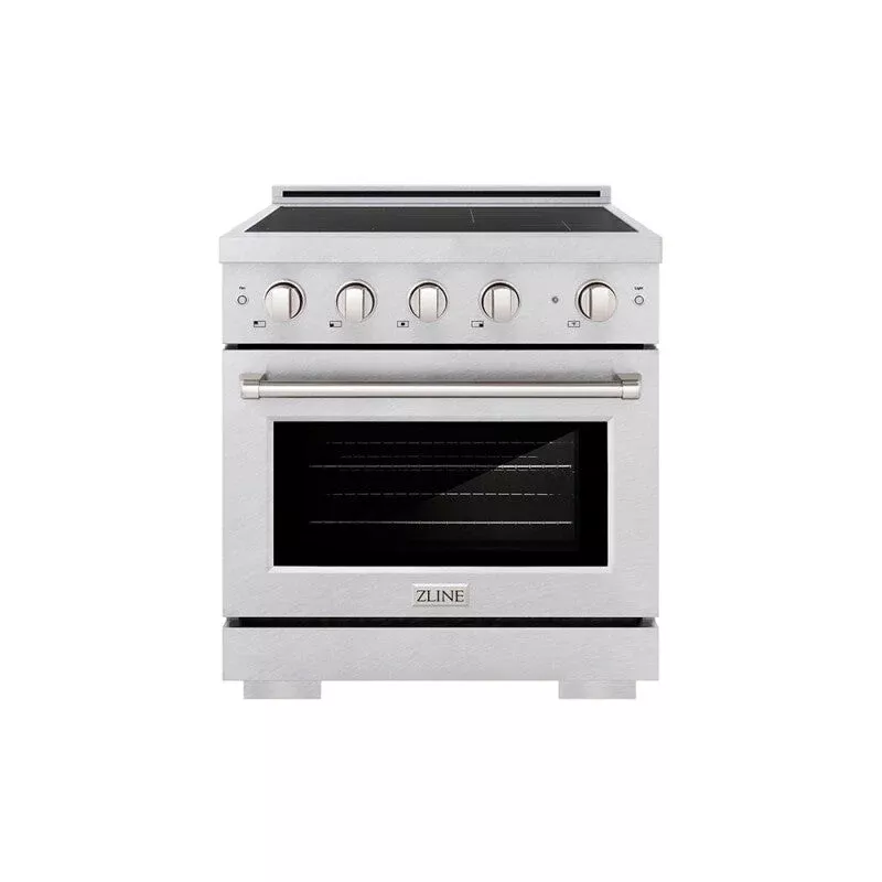 ZLINE SINRS30 30 In. 4.2 Cu. Ft. Paramount Induction Range With 4 Element Cooktop And Electric Convection Oven In Satin Stainless Steel DuraSnow Stainless Steel